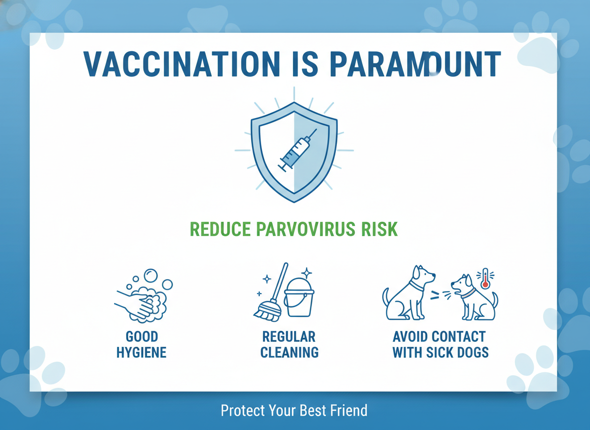 Vaccination is paramount. Good hygiene, regular cleaning, and avoiding contact with sick dogs dramatically reduce parvovirus risk.