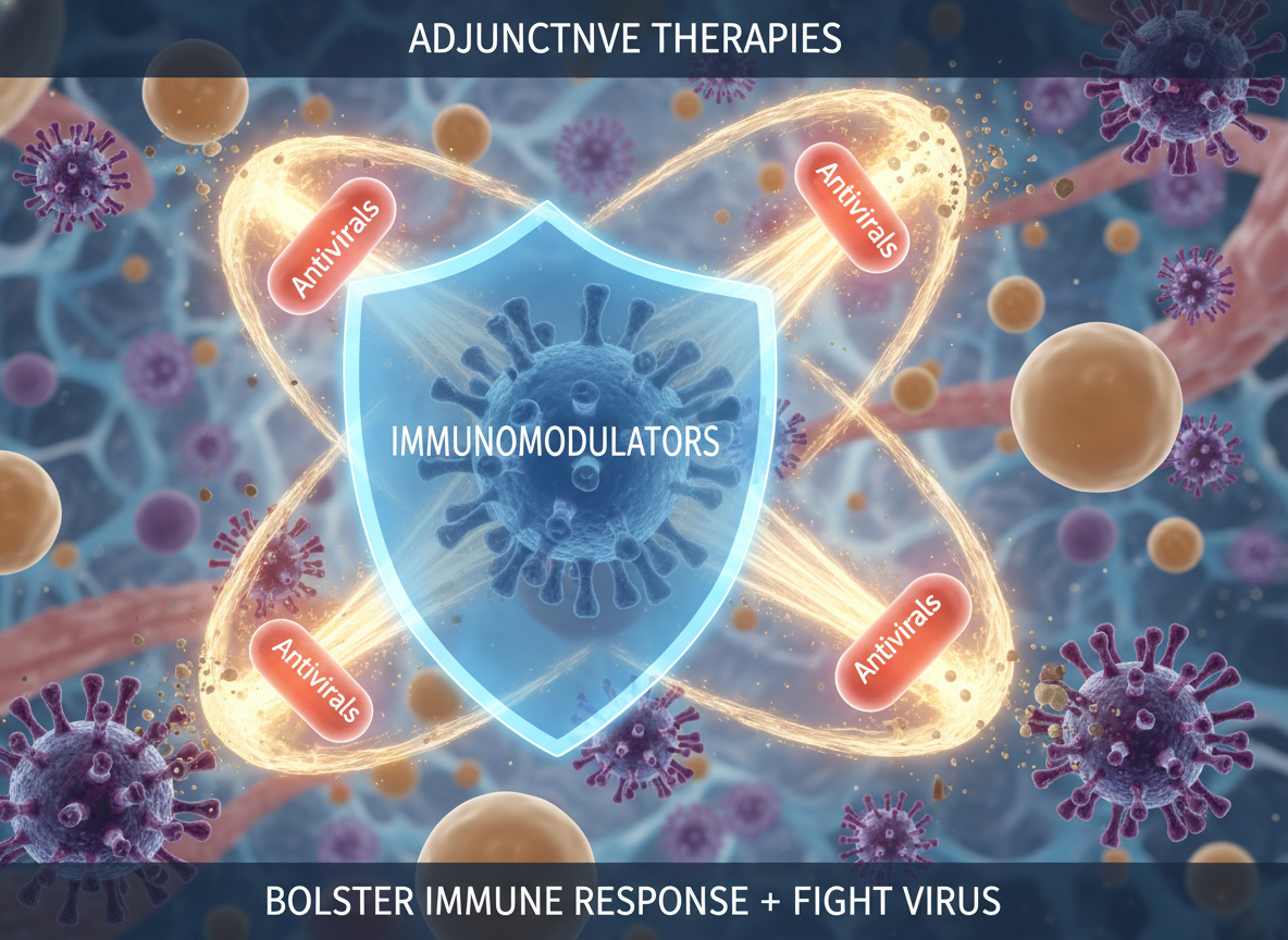 Explore adjunctive therapies like immunomodulators or antivirals to bolster the immune response and fight the virus.